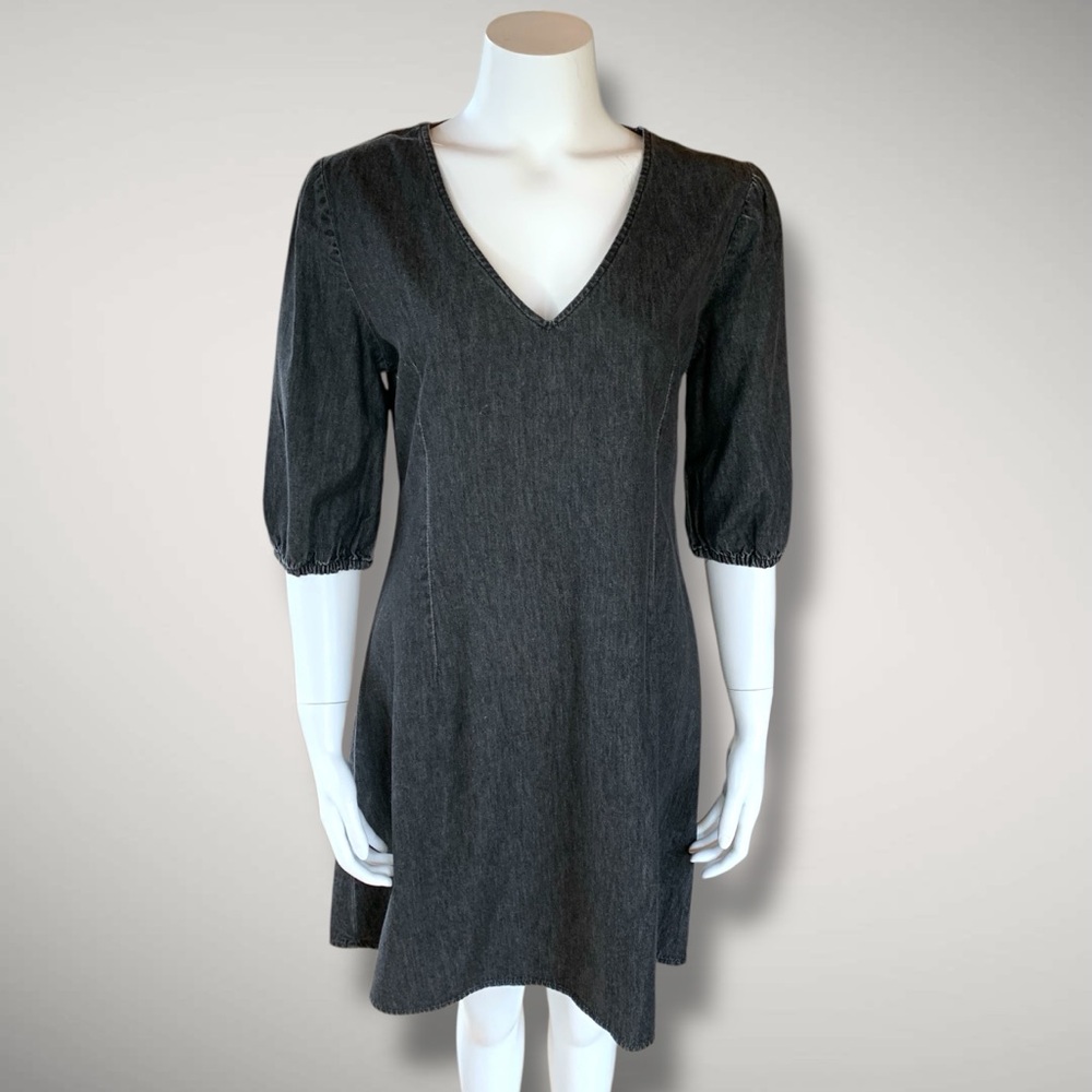 Fit and flare black denim dress size large